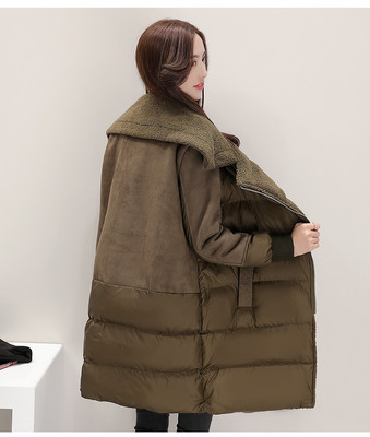 中長款2016年冬季時(shí)尚純色通勤西裝領(lǐng)棉衣/棉服優(yōu)雅